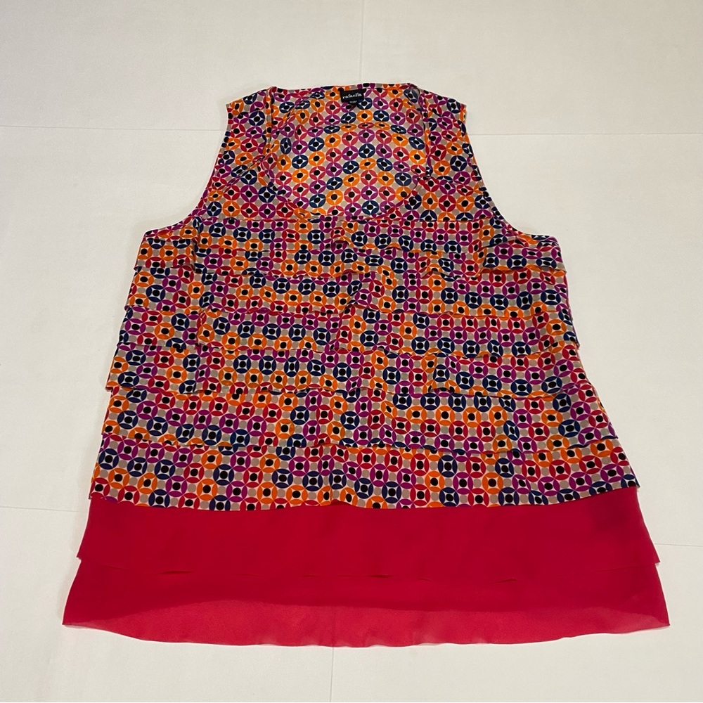 ⭐️Rafaella Blue and Orange Blouse with Geometric Pattern